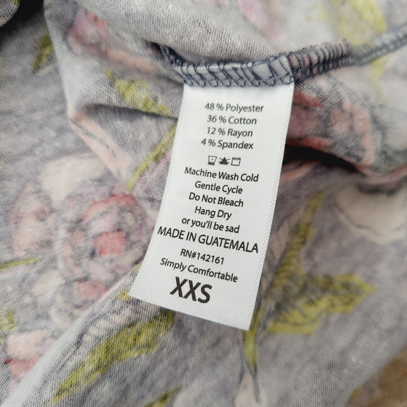 NWT LulaRoe Irma Floral Tunic Top Short Sleeve XXS - Picture 6 of 7